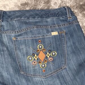Seven7 Plus Size 24 Luxe Argyle Wide Leg Flare Leg Jeans Academia Preppy Casual